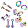 Stainless Steel Ear Stud Earrings Set With Flower Pattern Hip Hop Style