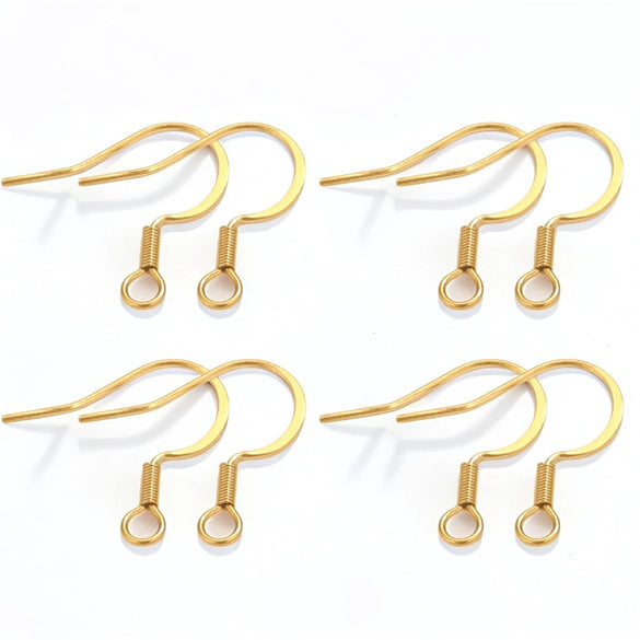 Stainless Steel Ear Studs Spring Squashed Ear Hook Flat Ear Stud Diy Jewelry Accessories Electroplated