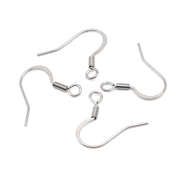 Stainless Steel Ear Studs Spring Squashed Ear Hook Flat Ear Stud Diy Jewelry Accessories Electroplated