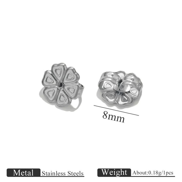 Stainless Steel Earplug Earring Accessories With Plum Blossom And Butterfly Buckles Smooth Design