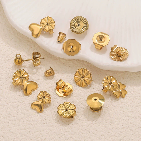 Stainless Steel Earplug Earring Accessories With Plum Blossom And Butterfly Buckles Smooth Design