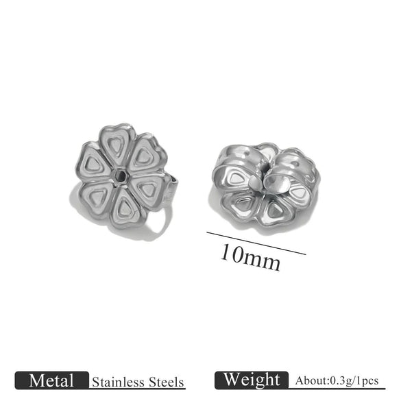 Stainless Steel Earplug Earring Accessories With Plum Blossom And Butterfly Buckles Smooth Design