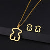 Stainless Steel Earrings And Necklace Suit With Love Water Drops And Bell Patterns Five Pointed Star Shape Electroplated Simple Style