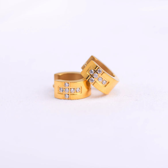 Stainless Steel Earrings Cross Diamond Animal Zodiac Geometric Cartoon Light Luxury Electroplated Jewelry For Women