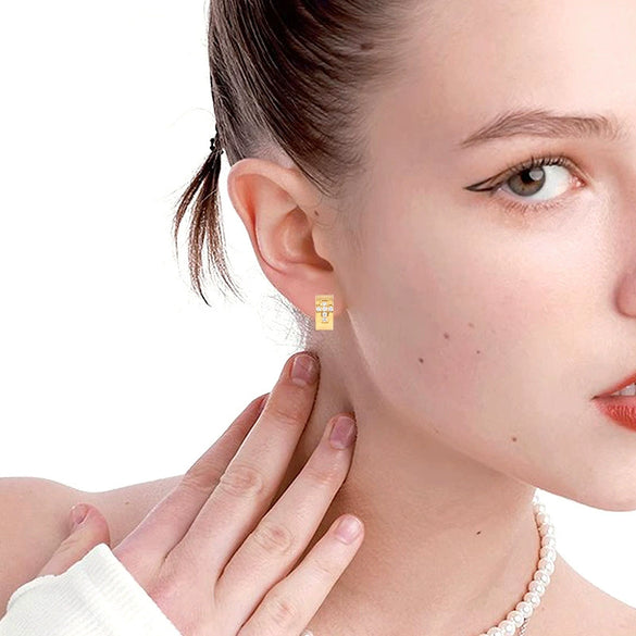 Stainless Steel Earrings Cross Diamond Animal Zodiac Geometric Cartoon Light Luxury Electroplated Jewelry For Women
