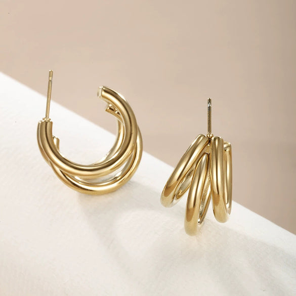 Stainless Steel Earrings Electroplating Women's High End Simple Elegant Style