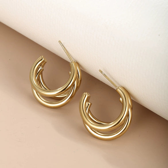 Stainless Steel Earrings Electroplating Women's High End Simple Elegant Style