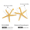 Stainless Steel Earrings Hammered Starfish Style Electroplated For Women