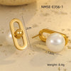 Stainless Steel Earrings Imitation Pearl Baroque Geometric Flower Electroplating Design Women's