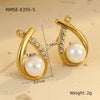 Stainless Steel Earrings Imitation Pearl Baroque Geometric Flower Electroplating Design Women's