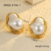Stainless Steel Earrings Imitation Pearl Baroque Geometric Flower Electroplating Design Women's