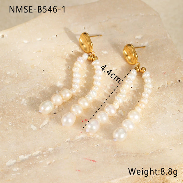 Stainless Steel Earrings Imitation Pearl Baroque Geometric Flower Electroplating Design Women's