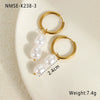 Stainless Steel Earrings Imitation Pearl Baroque Geometric Flower Electroplating Design Women's