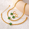 316L Stainless Steel Earrings Necklace Bracelet Threepiece Set With Glass Stone Light Luxury Style Electroplating Treatment