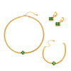 316L Stainless Steel Earrings Necklace Bracelet Threepiece Set With Glass Stone Light Luxury Style Electroplating Treatment