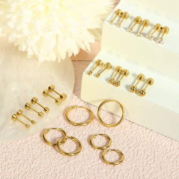 Stainless Steel Earrings With Diamond And Star Shape Design