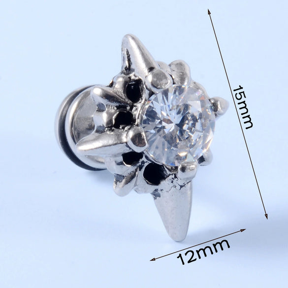 Stainless Steel Earrings With Geometric Animal Zodiac Patterns Heart And Drop Shaped Electroplated Punk Style