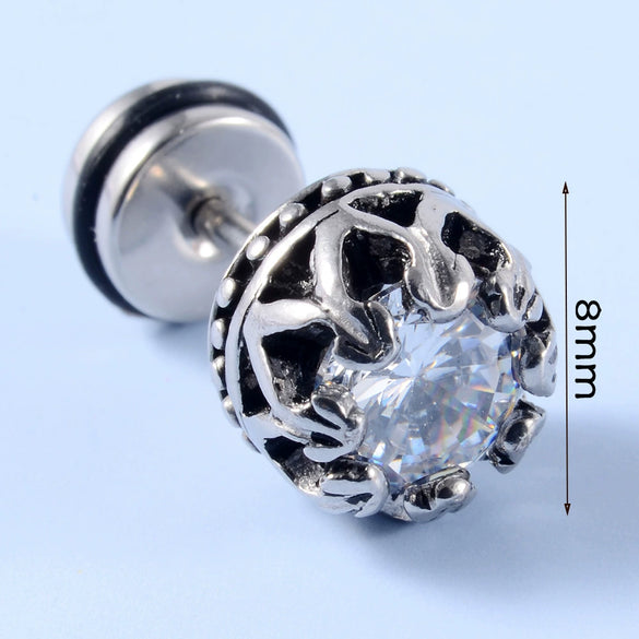 Stainless Steel Earrings With Geometric Animal Zodiac Patterns Heart And Drop Shaped Electroplated Punk Style