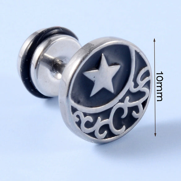 Stainless Steel Earrings With Geometric Animal Zodiac Patterns Heart And Drop Shaped Electroplated Punk Style