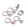 Stainless Steel Earrings With Love Pendants Pink Zirconium Minimalist Original Design Electroplating