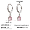 Stainless Steel Earrings With Love Pendants Pink Zirconium Minimalist Original Design Electroplating