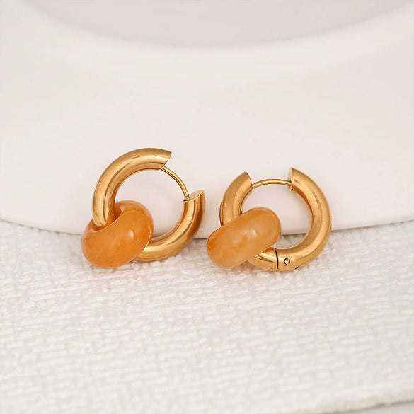Stainless Steel Earrings With Ping An Buckle Design
