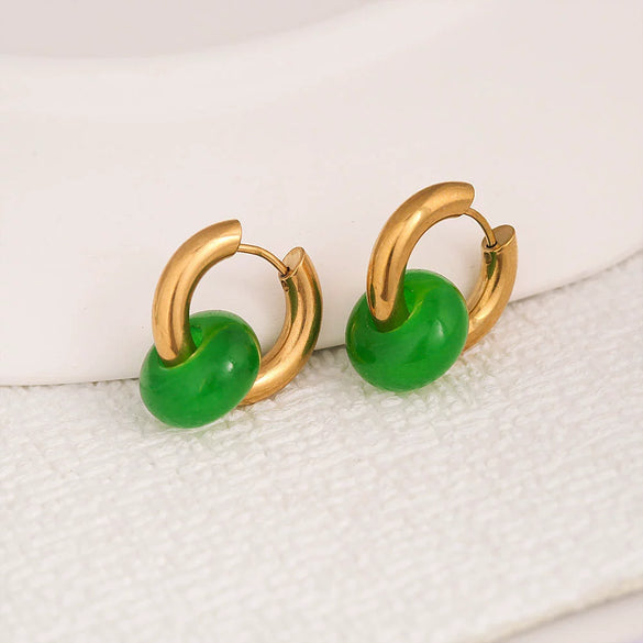 Stainless Steel Earrings With Ping An Buckle Design