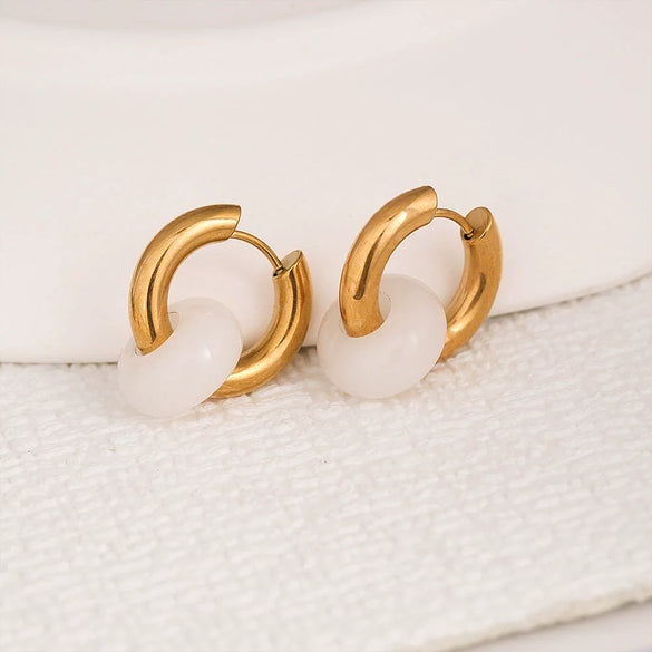 Stainless Steel Earrings With Ping An Buckle Design