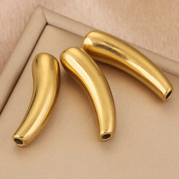 Stainless Steel Eggplant Bead Pendant Jewelry For Diy Bracelet And Necklace Making With 18K Gold Vacuum Plating