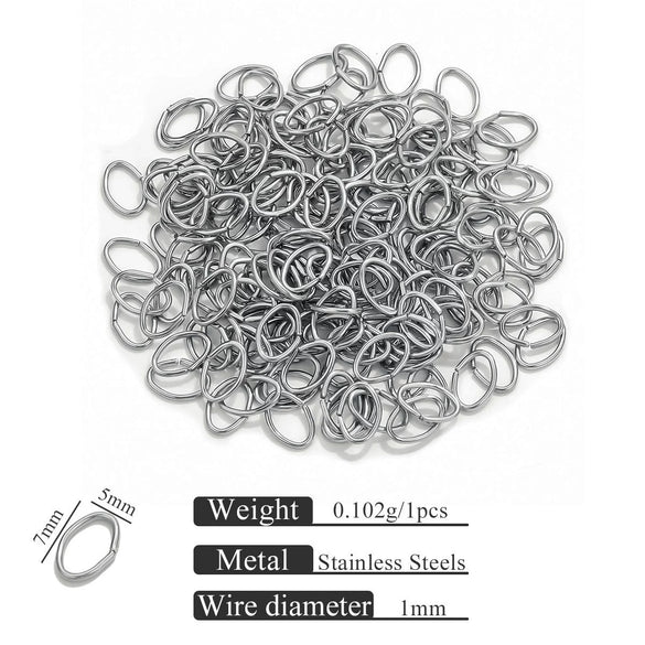 Stainless Steel Eggshaped Open Ring With Golden Connection And Totem Pattern Electroplated Diy Jewelry Jump Ring Accessories