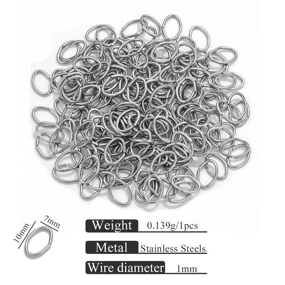 Stainless Steel Eggshaped Open Ring With Golden Connection And Totem Pattern Electroplated Diy Jewelry Jump Ring Accessories