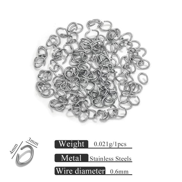 Stainless Steel Eggshaped Open Ring With Golden Connection And Totem Pattern Electroplated Diy Jewelry Jump Ring Accessories