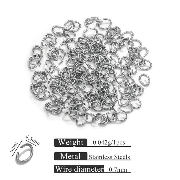 Stainless Steel Eggshaped Open Ring With Golden Connection And Totem Pattern Electroplated Diy Jewelry Jump Ring Accessories