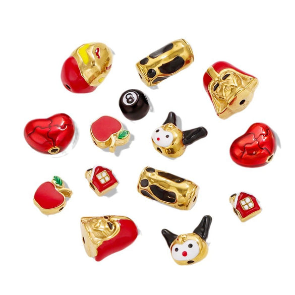 Stainless Steel Eight Eyes Pattern Drum Beads Jewelry Accessories 18K Gold Vacuum Plated