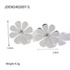 Stainless Steel Eight Petal Flower Small Daisy White Oil Drop Earrings Jewelry