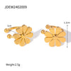 Stainless Steel Eight Petal Flower Small Daisy White Oil Drop Earrings Jewelry