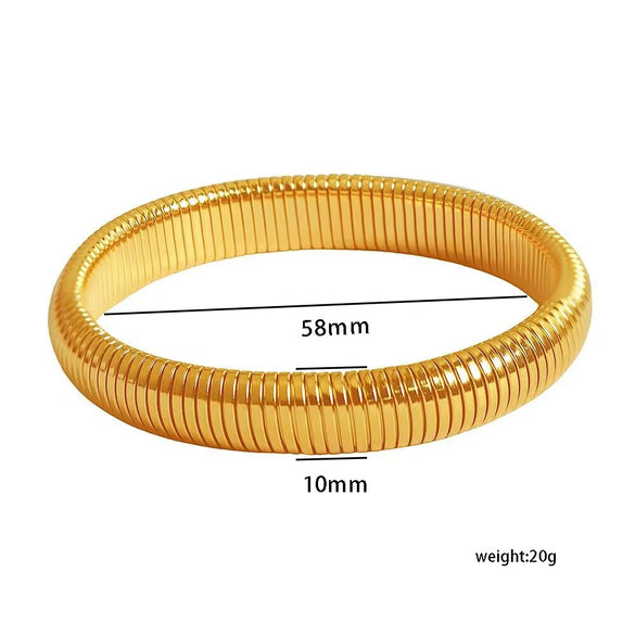 Stainless Steel Elastic Ring Bracelet Titanium Steel Plated 18K Gold Striped Electroplated Minimalist Bracelet