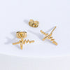 Stainless Steel Electrocardiogram Heart Hoop Earrings Small Electroplated Unisex Fashion Jewelry