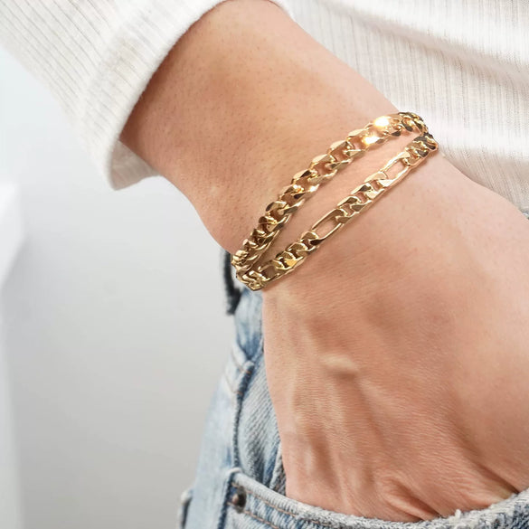 Stainless Steel Electroplated Bracelet Set With Paper Clip Cuban Chain Ball Bead And Plain Geometric Chain Simple Unisex Jewelry