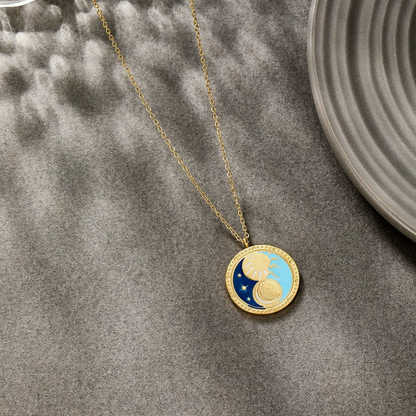 Stainless Steel Electroplated Colorful Pendant Necklace For Women