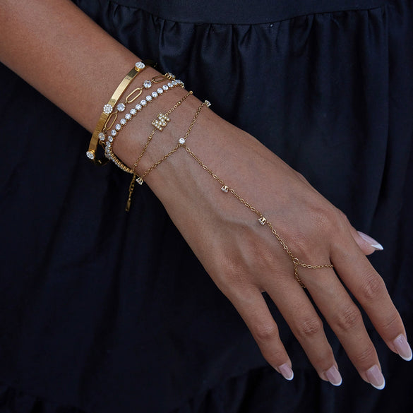Stainless Steel Electroplated Cubic Zirconia Inlaid Paper Clip Chain Bracelet For Women