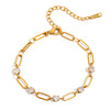 Stainless Steel Electroplated Cubic Zirconia Inlaid Paper Clip Chain Bracelet For Women