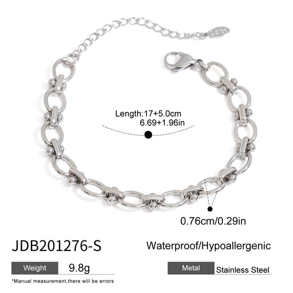 Stainless Steel Electroplated Cubic Zirconia Inlaid Paper Clip Chain Bracelet For Women