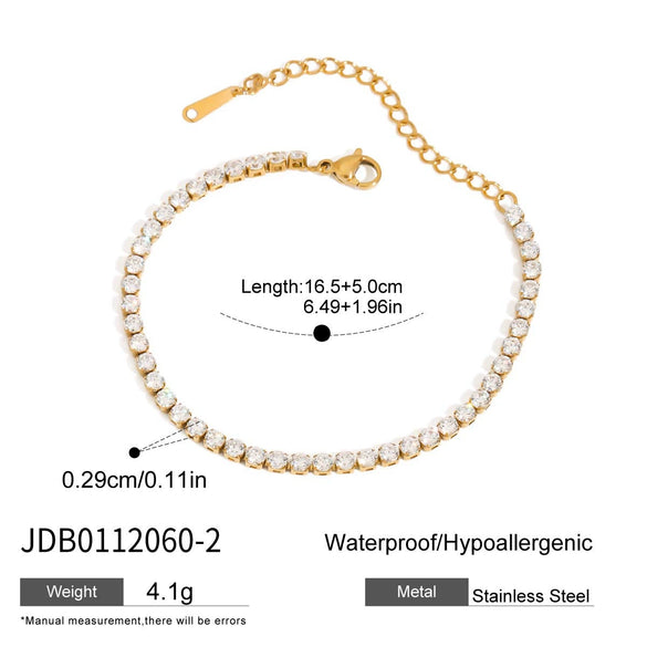 Stainless Steel Electroplated Cubic Zirconia Inlaid Paper Clip Chain Bracelet For Women