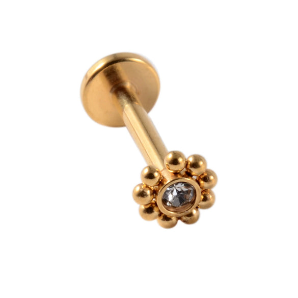 Stainless Steel Electroplated Dot Inner Tooth Lip Nails Straight Pole Sunflower Ear Bone Nail Earrings