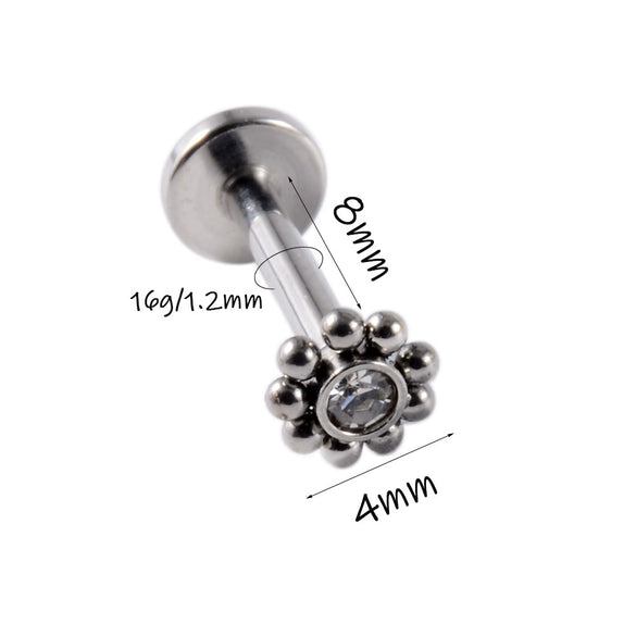 Stainless Steel Electroplated Dot Inner Tooth Lip Nails Straight Pole Sunflower Ear Bone Nail Earrings