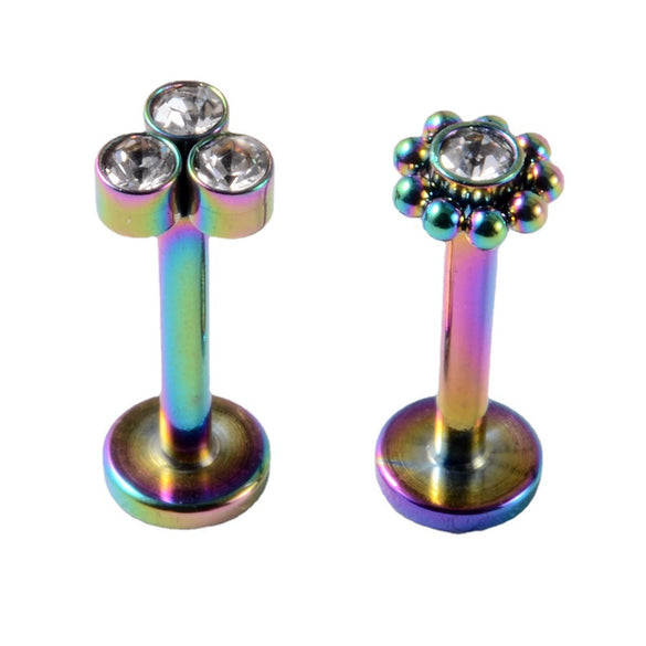 Stainless Steel Electroplated Dot Inner Tooth Lip Nails Straight Pole Sunflower Ear Bone Nail Earrings