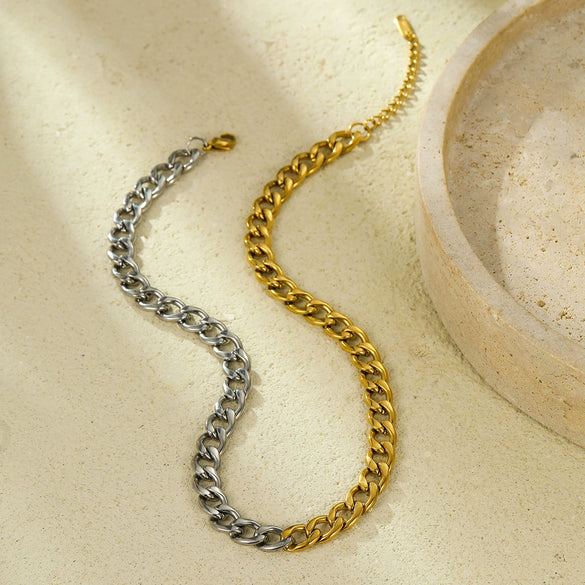 Stainless Steel Electroplated Fashion Cuban Chain Necklace For Men And Women