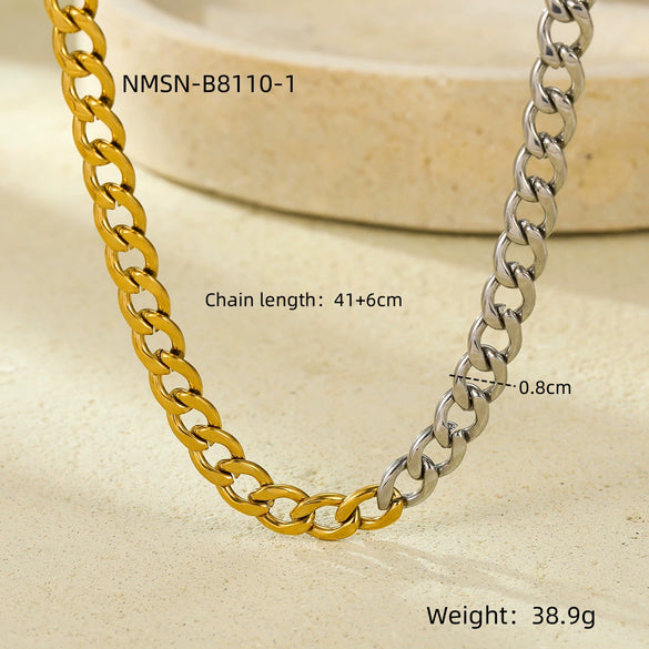 Stainless Steel Electroplated Fashion Cuban Chain Necklace For Men And Women