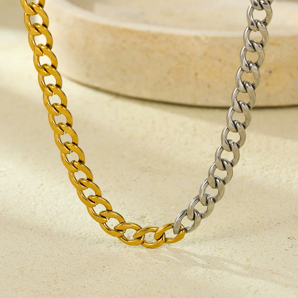 Stainless Steel Electroplated Fashion Cuban Chain Necklace For Men And Women